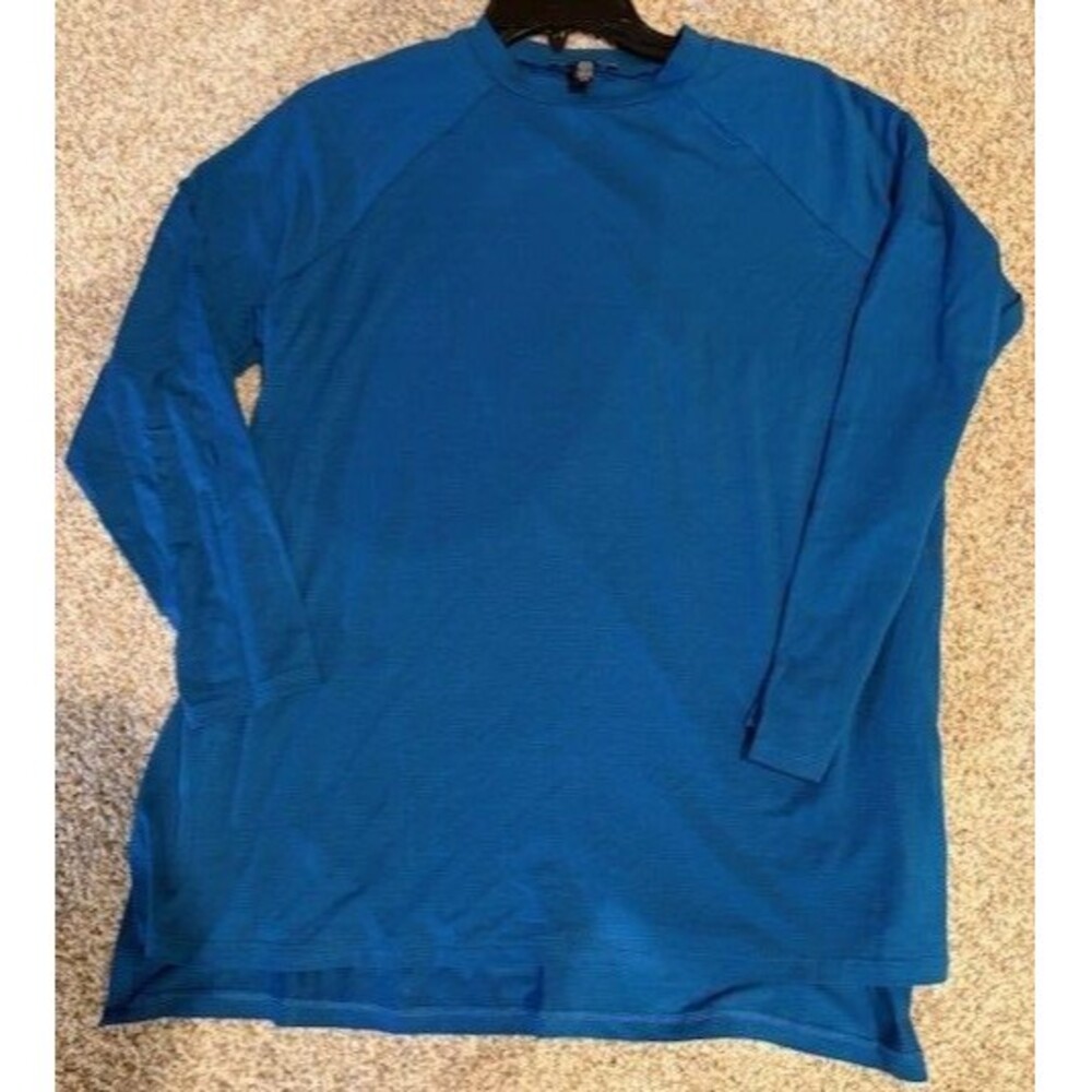 Eileen Fisher Style  63918  SZ Medium Blue Green Stretch Jersey Knit Crew Tunic - Picture 2 of 13